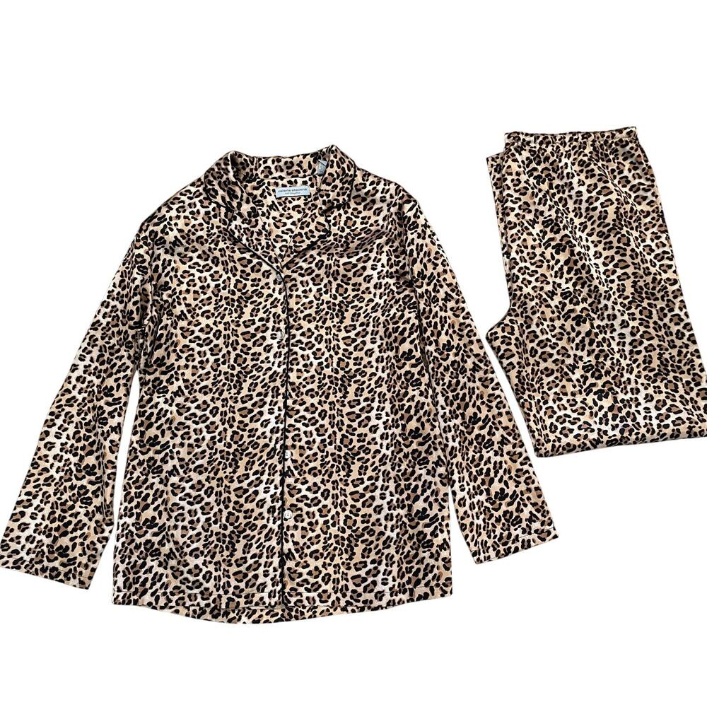Valerie Stevens Intimates 2 Piece Animal Print Satin Pajama Set, Size M